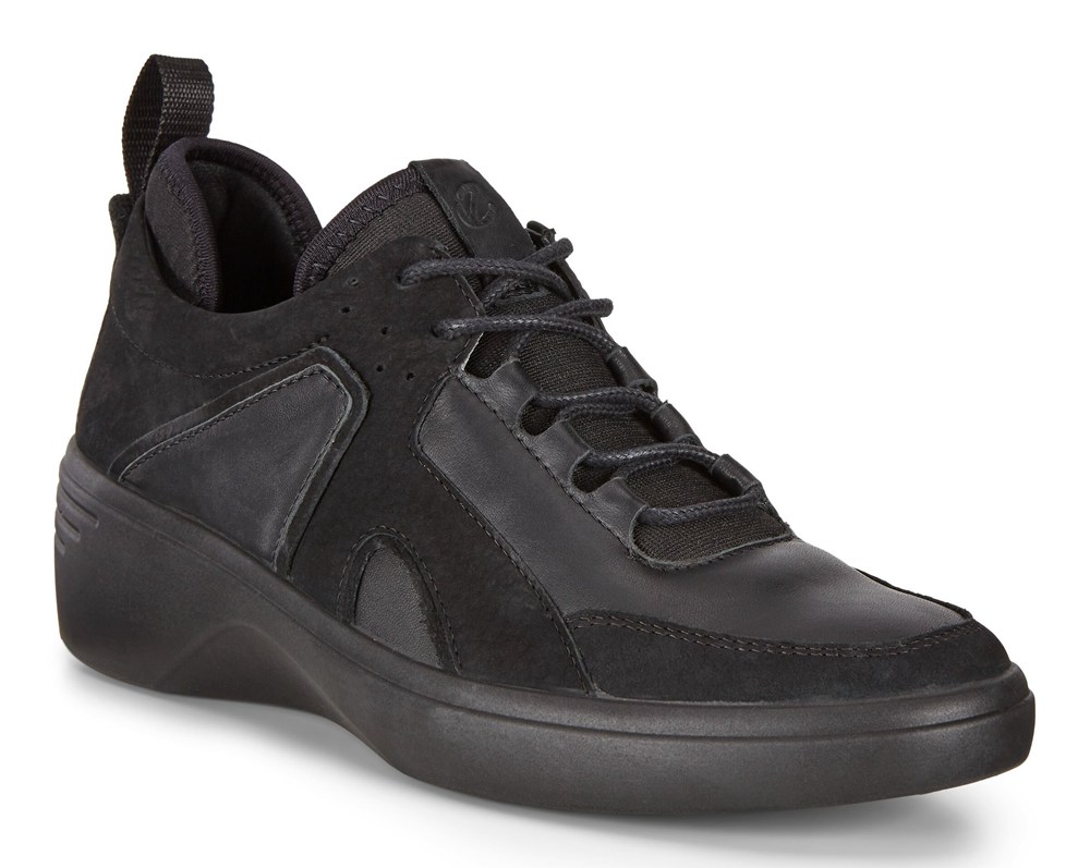 ECCO Sneakersy Damskie - Soft 7 Wedge Sock - Czarne - IZACRN-851